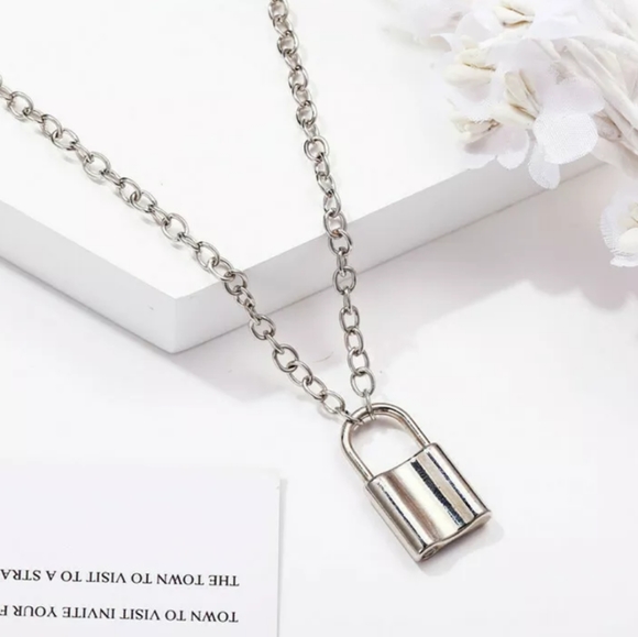 Silver Lock Necklace - Picture 2 of 2